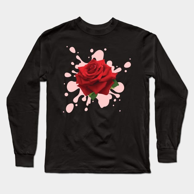 Red Rose Long Sleeve T-Shirt by batinsaja